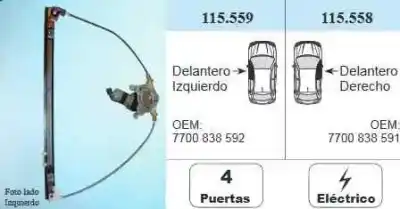 Pezzo di ricambio per auto di seconda mano Alzacristalli Anteriore Sinistro per RENAULT SCENIC (JA..) * Riferimenti OEM IAM 7700838592  115559
