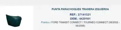 Second-hand car spare part left rear bumper for ford transit connect (tc7) 1.8 tdci cat oem iam references 4420161 4171801 27141521