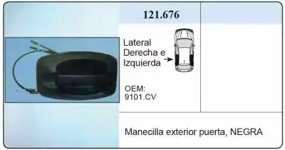 Piesă de schimb auto la mâna a doua Mâner Exterior Lateral Stânga pentru CITROEN JUMPER CAJA ABIERTA (06.2006 =>) * Referințe OEM IAM 121676 9101CV 9101.CV