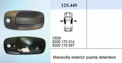 Автозапчастина б/у ліва передня зовнішня ручка для OPEL VIVARO * Посилання на OEM IAM 125449  