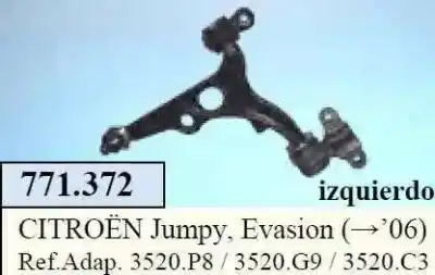Автозапчасти б/у передний левый нижний рычаг подвески за CITROEN JUMPY 2.0 HDi FAP CAT (RHR / DW10BTED4) ссылки OEM IAM 771372 3520G9 3520P8
