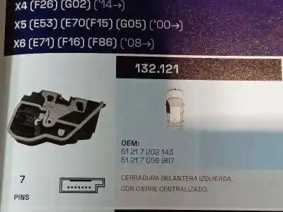Автозапчасти б/у замок левой передней двери за bmw serie 3 berlina (e90) 3.0 cat (n52) ссылки oem iam 51217202143 51217059967 132121