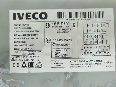 Second-hand car spare part audio system / radio cd for iveco 35s14 35140 oem iam references 5803032937  
