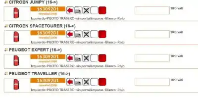 Pezzo di ricambio per auto di seconda mano lampada posteriore sinistra per citroen jumpy spacetourer * riferimenti oem iam 9808243180 5110541 16309201