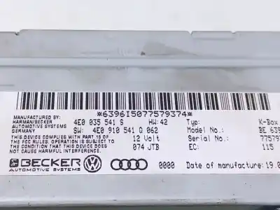 Автозапчастина б/у електронний модуль для audi a4 avant (8k5) (2008) básico quattro посилання на oem iam  4e0910541q - be6396 - 77579374 4e0035541s