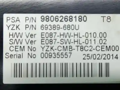 Second-hand car spare part dashboard for peugeot 5008 access oem iam references  9804898580 9806268180