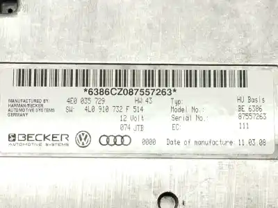 Автозапчастина б/у електронний модуль для audi q7 (4l) v6 3.0 tdi (176kw) clean diesel ambiente посилання на oem iam  4l0910732f. 87557263 4e0035729