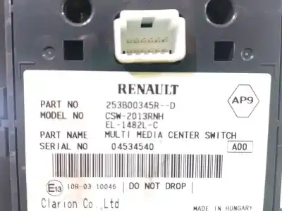 İkinci el araba yedek parçası çok fonksiyonlu kontrol için renault scénic iii (jz0/1_) 1.2 tce oem iam referansları 253b02542r 045345402013h 253b00345r