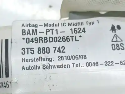 Автозапчастина б/у передня права подушка безпеки для skoda superb ii ranchera familiar (3t5) 2.0 tdi посилання на oem iam   3t5880742