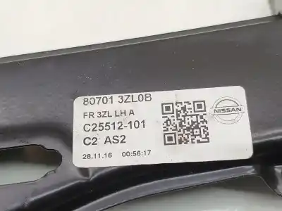 Автозапчастина б/у регулятор вікна передній лівий для nissan pulsar fastback (c13) 1.2 dig-t посилання на oem iam 807013zl0b fr3zllha c25512101 