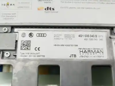 Peça sobressalente para automóvel em segunda mão sistema de áudio / rádio cd por audi a6 c7 (4g2, 4gc) 3.0 tdi quattro referências oem iam 4g1035043b
