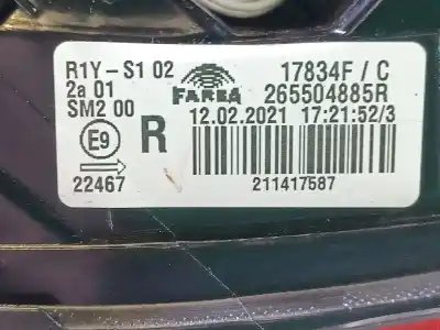 Автозапчасти б/у правый задний фонарь за renault clio v (b7_) 1.6 e-tech 145 (b7mu) ссылки oem iam  17834f 211417587 265504885r