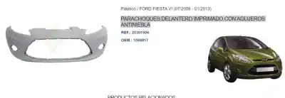 Second-hand car spare part front bumper for ford fiesta vi (cb1, ccn) 1.6 tdci oem iam references 1568817  25301504