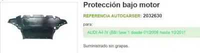 Pezzo di ricambio per auto di seconda mano copertura skid per audi a4 b8 (8k2) 2.0 tdi riferimenti oem iam 8k0863821af  2032630
