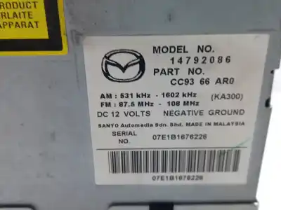Second-hand car spare part audio system / radio cd for mazda 5 (cr19) 2.0 cd (cr19) oem iam references cc9366ar0 07e1b1676226 14792086