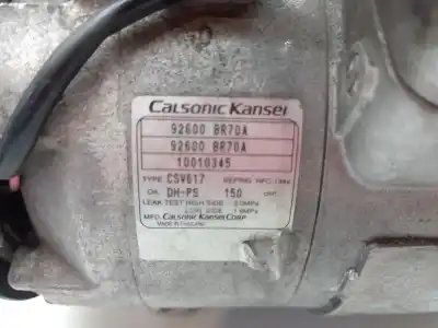 Peça sobressalente para automóvel em segunda mão compressor de ar condicionado a/a a/c por nissan qashqai / qashqai +2 i (j10, nj10, jj10e) 2.0 dci a las 4 ruedas referências oem iam 92610jd70b 10010345 92600br70a