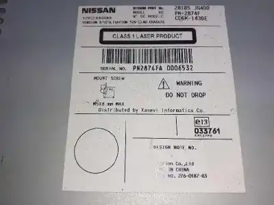 Piesă de schimb auto la mâna a doua sistem audio / cd radio casetofon pentru nissan qashqai (j10) tekna sport 4x4 referințe oem iam 28185jg400 cd6k1430e pn2874f
