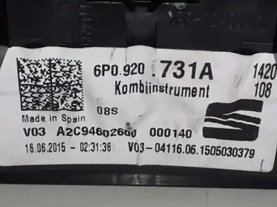 Автозапчастина б/у панель інструментів для seat ibiza (6p1) reference посилання на oem iam 6p0920731a  a2c94602600