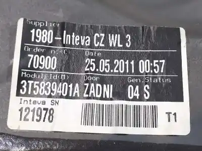 Second-hand car spare part rear left window regulator for skoda superb combi (3t5) ambition oem iam references 3t0839461  3t5839401a