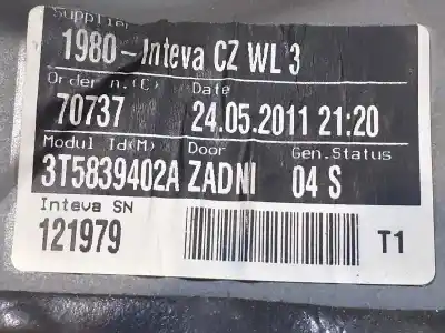 Автозапчастина б/у регулятор скла заднього правого для skoda superb combi (3t5) ambition посилання на oem iam 3t0839462  3t5839402a
