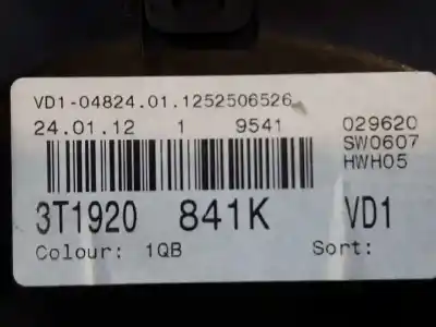 Peça sobressalente para automóvel em segunda mão quadrante por skoda suberb (3t4) 2.0 tdi dpf referências oem iam 3t1920841k  