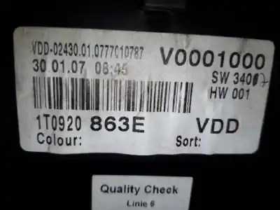Second-hand car spare part dashboard for volkswagen touran (1t2) edition oem iam references 1t0920863e  110080358003