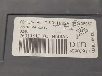 Second-hand car spare part right headlight for nissan note (e11e) 1.6 16v cat oem iam references  89900917 260109u100