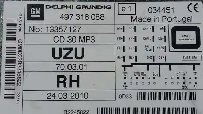 Second-hand car spare part audio system / radio cd for opel corsa d cmon oem iam references 13357127  497316088