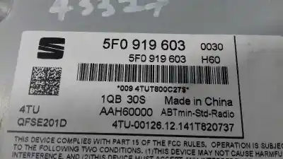 Second-hand car spare part gps navigation system for seat leon (5f1) fr oem iam references 5f0919603 4tuqfse201d 4tu0012612