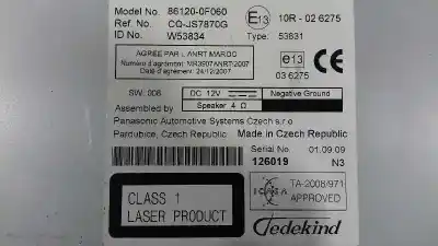Second-hand car spare part audio system / radio cd for toyota verso (_r2_) 2.0 d-4d (aur20_) oem iam references 861500f060  