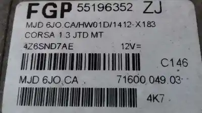 Second-hand car spare part ecu engine control for opel corsa 3 c 1.3 cdti 70ch manual oem iam references 55196352  7160004903