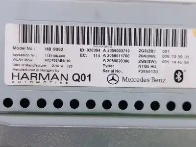 Second-hand car spare part audio system / radio cd for mercedes clase c t-model (s205) amg c 63 (205.286) oem iam references  hb9092 9cdf03abb189 a 2059003719 a2059011700 a2059020306