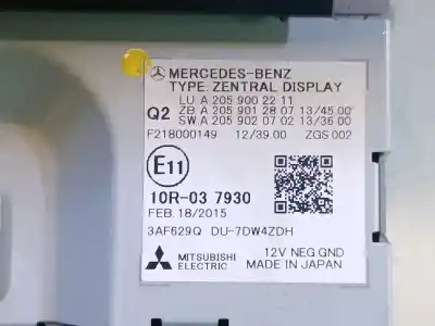 Second-hand car spare part multifunction display for mercedes clase c t-model (s205) amg c 63 (205.286) oem iam references  3af629q du7dw4zdh a2059002211 a2059012807 a2059020702