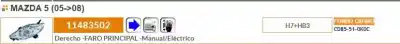 Автозапчастина б/у права фа для mazda 5 (cr19) 2.0 cd (cr19) посилання на oem iam cd85510k0c 3360014 11483502