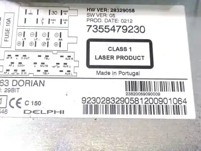 Second-hand car spare part audio system / radio cd for opel combo furgoneta/monovolumen (x12) 1.3 cdti (b05) oem iam references  9230283290581200901064 23820069090009 7355479230