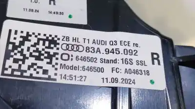 Автозапчасти б/у правый задний фонарь за audi q3 (f3b) 35 tdi ссылки oem iam 83a945092  