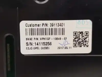 Автозапчастина б/у панель інструментів для opel insignia b grand sport (z18) 2.0 cdti (68) посилання на oem iam 39113401  14115256 Автозапчастина б/у панель інструментів для opel insignia b grand sport (z18) 2.0 cdti (68) посилання на oem iam 39113401  14115256