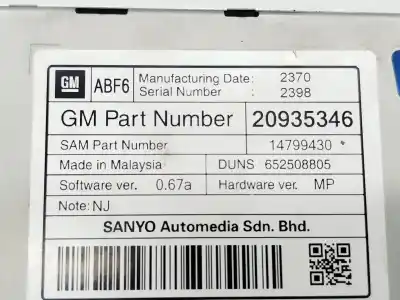 Tweedehands auto-onderdeel multifunctioneel display voor opel insignia a (g09) 2.0 cdti (68) oem iam-referenties  14799430. 652508805 20935346 Tweedehands auto-onderdeel multifunctioneel display voor opel insignia a (g09) 2.0 cdti (68) oem iam-referenties  14799430. 652508805 20935346