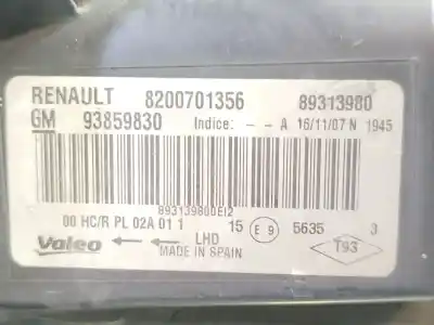 Автозапчасти б/у правая фара за opel vivaro a furgón (x83) 2.5 cdti (f7) ссылки oem iam 93859830 89313980 8200701356