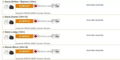 Автозапчастина б/у ліве дзеркало скло для dacia dokker ambiance посилання на oem iam 963663482r 963661hb0b 31389047