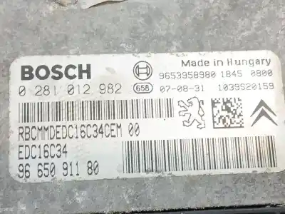 Second-hand car spare part ecu engine control for citroen jumpy furgón 1.6 hdi 90 16v oem iam references 9665091180 0281012982 9653958980