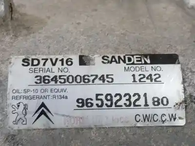 Pezzo di ricambio per auto di seconda mano compressore aria condizionata per citroen jumpy furgón 1.6 hdi 90 16v riferimenti oem iam 6453yk sd7v161242 9659232180