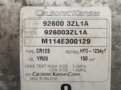 Автозапчасти б/у компрессор кондиционера воздуха за nissan pulsar fastback (c13) 1.2 dig-t ссылки oem iam 926003zl1a  m114e300129