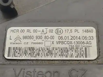 Second-hand car spare part left headlight for citroen ds5 2.0 hdi 165 oem iam references 980609308000  