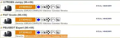 Peça sobressalente para automóvel em segunda mão espelho retrovisor direito por citroen jumpy (u6u_) 1.9 td referências oem iam 8153ja 27309022 5110412 5310412 7300412 1484830899