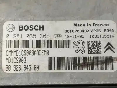 Second-hand car spare part ecu engine control for citroen c-elysee (dd_) 1.5 bluehdi 100 oem iam references 9832694380 0281035365 9818703480