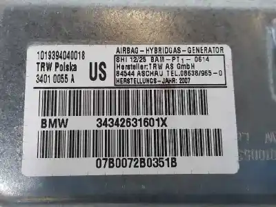 Автозапчастина б/у передня права бічна подушка безпеки для bmw x3 (e83) 2.0 d посилання на oem iam 72123426316  34342631601