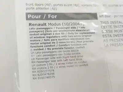 Second-hand car spare part driver left window regulator for renault grand modus 1.5 dci diesel 65 cv / 48 kw oem iam references 1620011980  1620011980