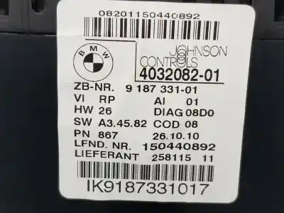Peça sobressalente para automóvel em segunda mão quadrante por bmw 1 coupé (e82) 118 d referências oem iam 9187331  62109187331