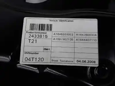 Second-hand car spare part rear left window regulator for clase c clase m 3.0 cdi oem iam references 1647303179  a1648203002 a1697302135